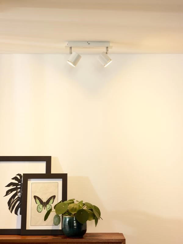 Lucide RILOU - Spot plafond - LED Dim. - GU10 - 2x5W 3000K - Blanc - ambiance 1